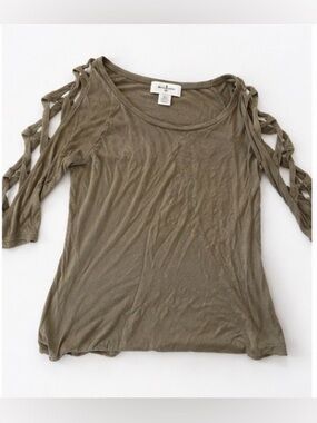 Wishful Park Olive Ladder-Sleeve Long Sleeve Top